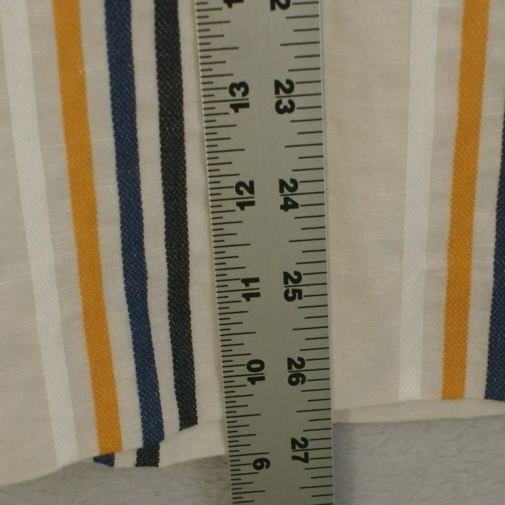 Who What Wear Womens 24W Striped A-Line Skirt Cotton Linen Blend CreamNavyYellow